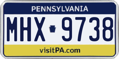 PA license plate MHX9738