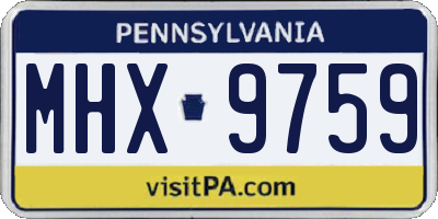 PA license plate MHX9759