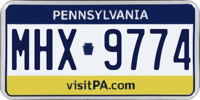 PA license plate MHX9774