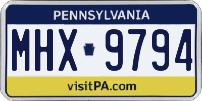 PA license plate MHX9794