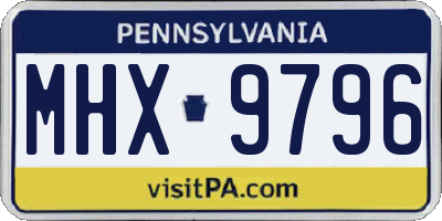 PA license plate MHX9796