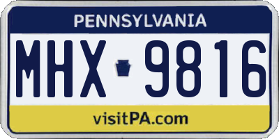 PA license plate MHX9816