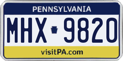 PA license plate MHX9820