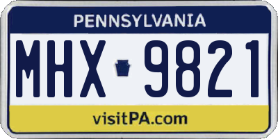PA license plate MHX9821