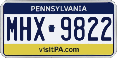 PA license plate MHX9822