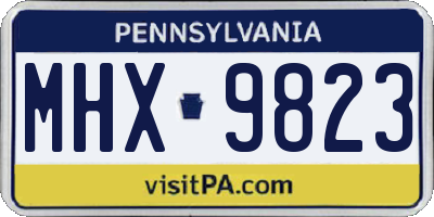 PA license plate MHX9823
