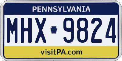PA license plate MHX9824