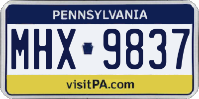 PA license plate MHX9837