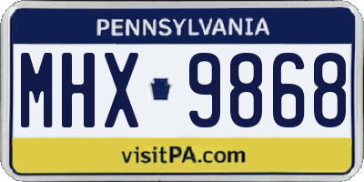 PA license plate MHX9868