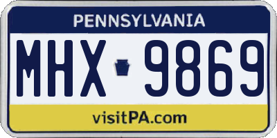 PA license plate MHX9869