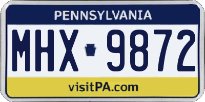 PA license plate MHX9872