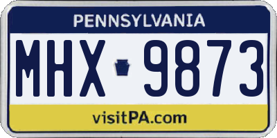 PA license plate MHX9873