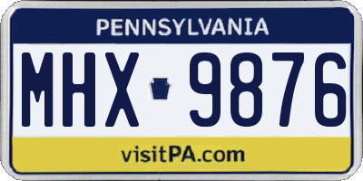 PA license plate MHX9876