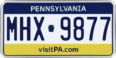 PA license plate MHX9877