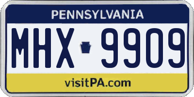 PA license plate MHX9909