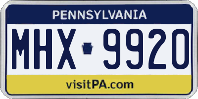 PA license plate MHX9920