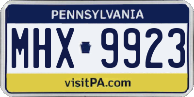 PA license plate MHX9923