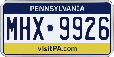 PA license plate MHX9926