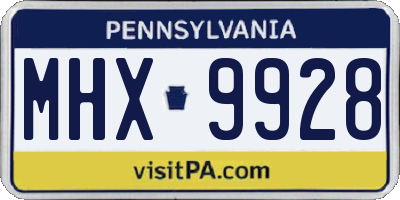 PA license plate MHX9928