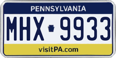PA license plate MHX9933