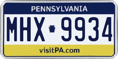 PA license plate MHX9934