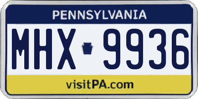 PA license plate MHX9936