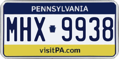 PA license plate MHX9938