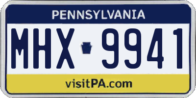 PA license plate MHX9941