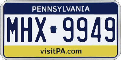 PA license plate MHX9949