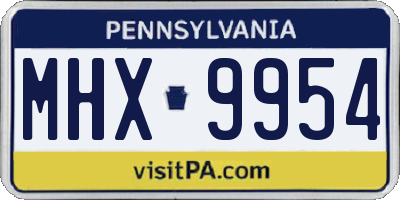PA license plate MHX9954