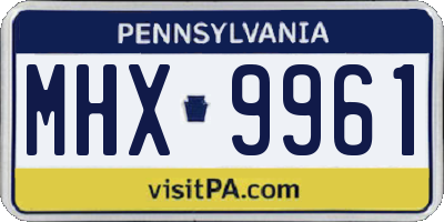 PA license plate MHX9961