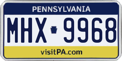 PA license plate MHX9968