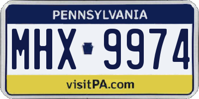 PA license plate MHX9974