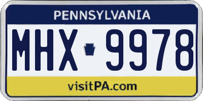 PA license plate MHX9978