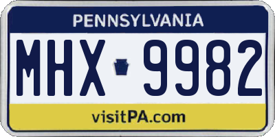 PA license plate MHX9982