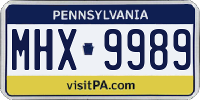 PA license plate MHX9989