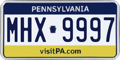 PA license plate MHX9997