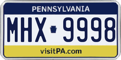 PA license plate MHX9998
