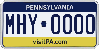 PA license plate MHY0000