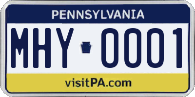 PA license plate MHY0001