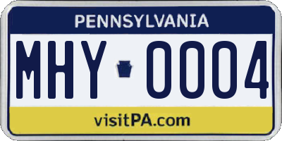PA license plate MHY0004