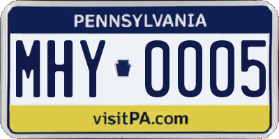 PA license plate MHY0005