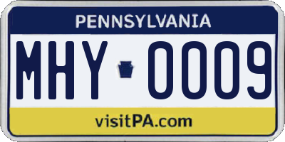 PA license plate MHY0009