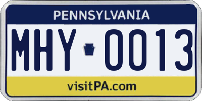 PA license plate MHY0013
