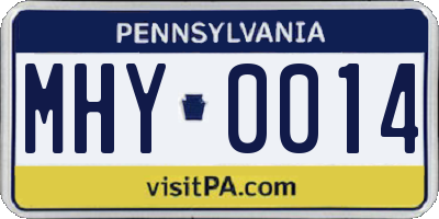 PA license plate MHY0014