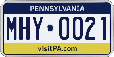 PA license plate MHY0021