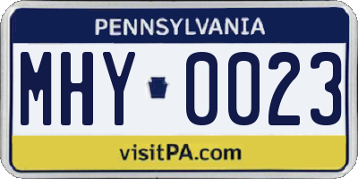 PA license plate MHY0023