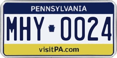 PA license plate MHY0024