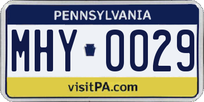 PA license plate MHY0029