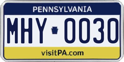 PA license plate MHY0030